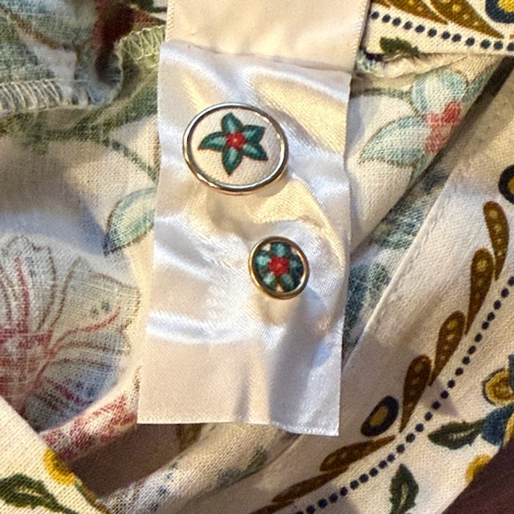 Farm Rio Botanical Off White Long Sleeve Romper Size Small NWT - Picture 15 of 16